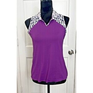 Denise Cronwall Top Shirt Womens XS Purple Collared Stretch Tennis Golf Athletic